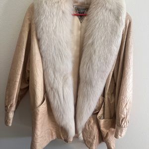 Marilyn Richards Vintage Leather Coat with Fur Trim